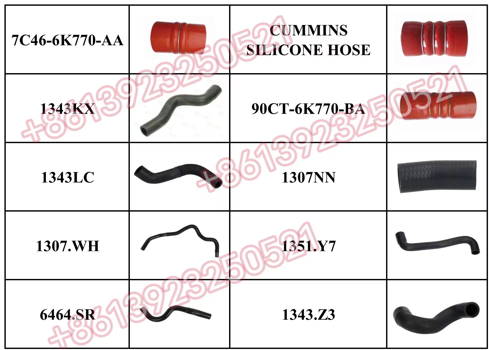 7C46-6K770-AA CUMMINS SILICONE HOSE 1343KX 90CT-6K770-BA